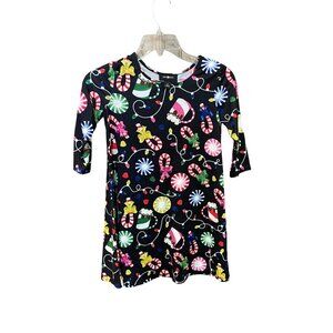 Amy Byer Size Small Girls Festive Christmas Themed Dress With Candy Cane & Santa